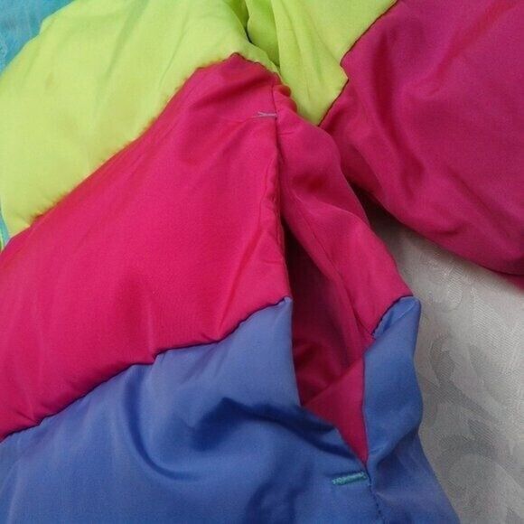 Cat & Jack Puffer Coat Jacket Girls Size XS 4/5 Purple Pink NeonYellow Blue Warm - Picture 7 of 15